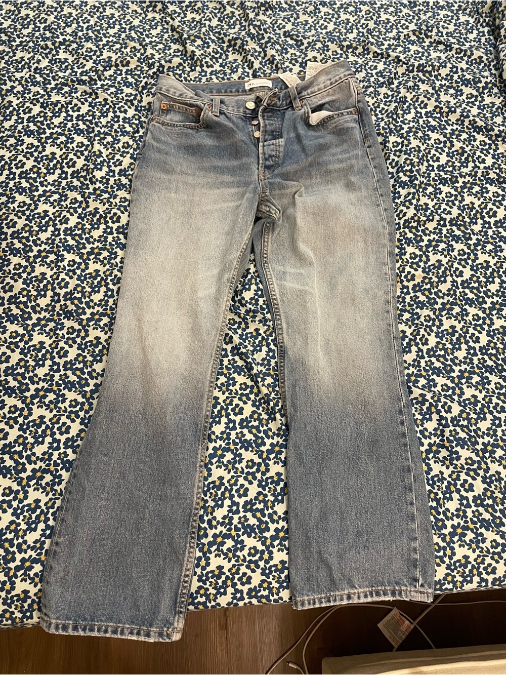 ZARA Extra Long Mid-Rise Straight Leg Jeans